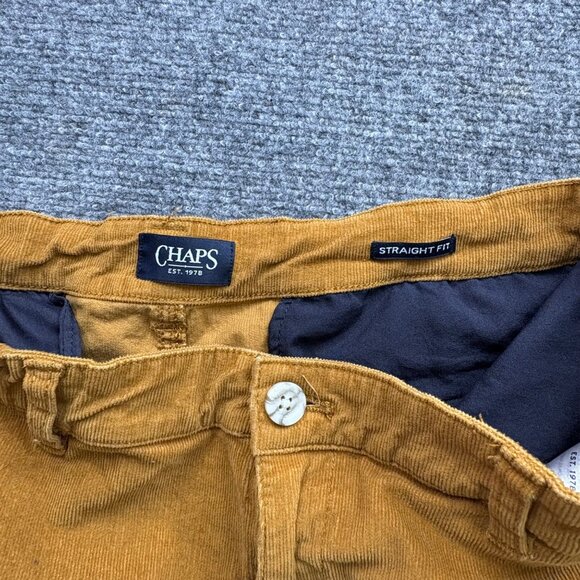 Chaps Pants Mens 38x32 Corduroy Tan Straight Fit Preppy Retro Classic Academia‎ - Picture 3 of 16